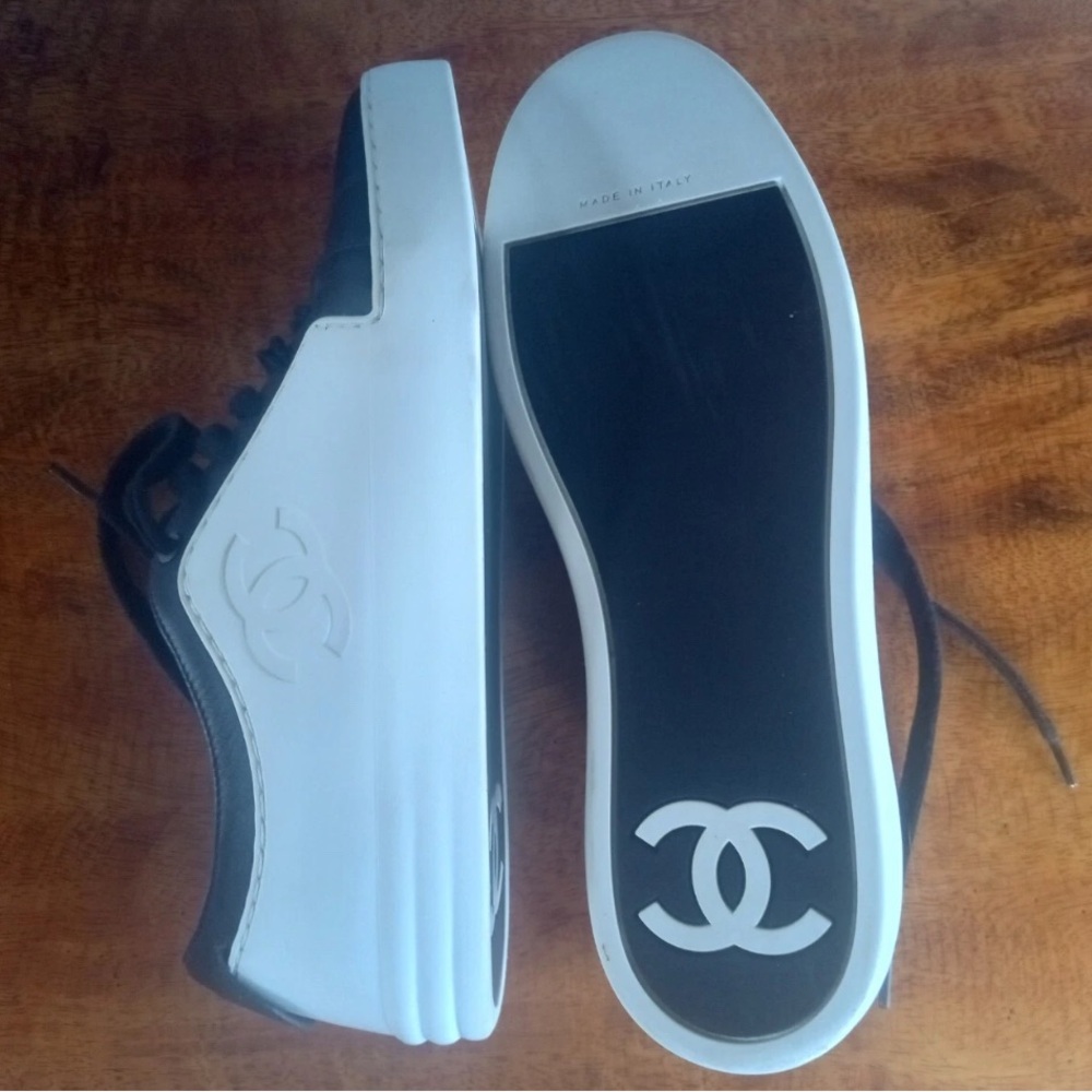 CHANEL Monochrome Logo Sneakers